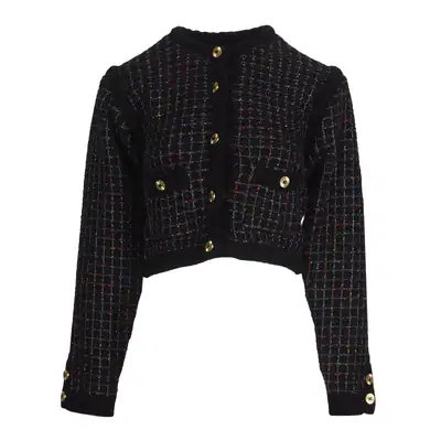 Sandro Cardigan Schwarz Wolle Tweed Gr. 40 FR Damen SFPCA00894