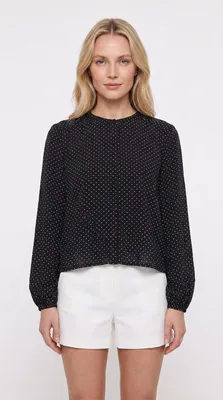 Maje Damen Bluse Schwarz Polka-Dots Viskose Größe 38 FR MFPT000776
