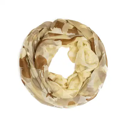 Damen Loop Schal Rundschal Braun Beige Schmetterling Motiv Viskose Halstuch