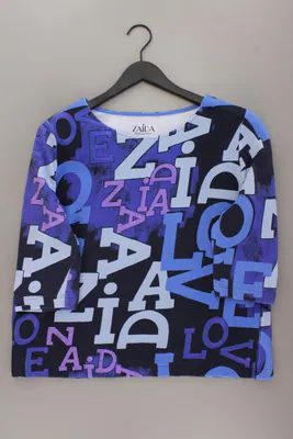 Zaida Printshirt Classic Shirt für Damen Gr. 44, XL 3/4 Ärmel blau aus Baumwolle