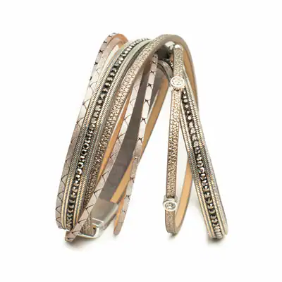 Wickelarmband mit Strass-Beads Armband mit 3 Strängen Muster Magnetarmband neu