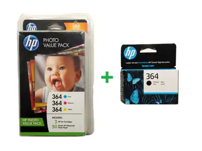 HP 364 MultiPack - 4 original Patronen BK/C/M/Y + Fotopapier OVP DATUM 2022/2024