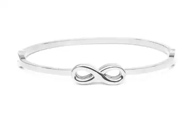 Edelstahl Armreif Silberfarben Unendlichkeit Infinity Damen Armband Geschenk❤️