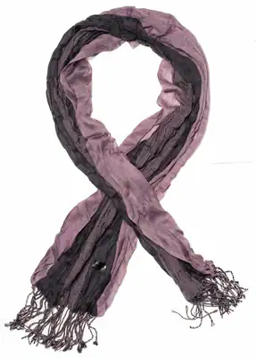 Damen Schal Halstuch mit Fransen Crinkle geraffter Fransenschal kariert Violett