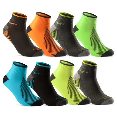 Sneaker Socken Herren Damen Sportsocken Quarter Frotteesohle Neon Bunt 8-12 Paar
