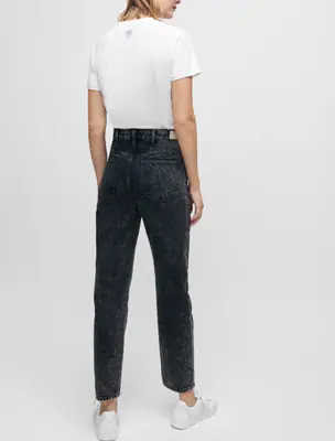Maje Damen Mom Jeans Schwarz Faded Mid Rise Größe 40 FR MFPIE00239