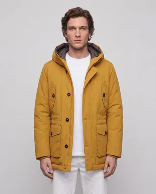 Hackett London Parka Gelb Thermo Tech Kapuze Gr. L Herren HM402691