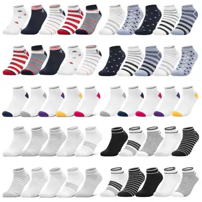 Damen Sneaker Socken Bunte Mädchen Socken mit Motiv Muster Baumwolle 10 Paar