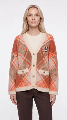 Maje Damen flauschiger Strickcardigan Orange Größe 40 FR MFPCA00308