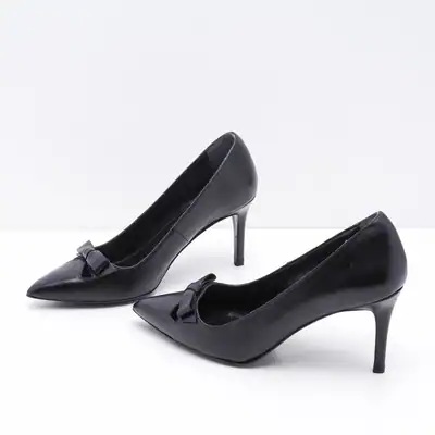 Claudie Pierlot Pumps CFACH00112 Schwarz Leder Gr. 39 Damen Schleife Absatz