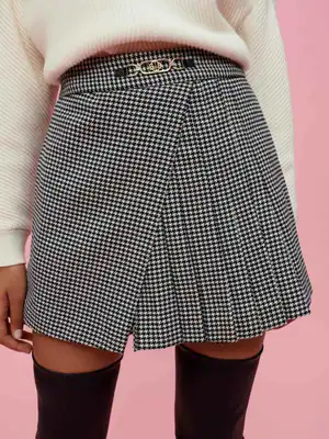 Maje Damen Shorts Wolle Hahnentrittmuster Schwarz Ganzjährig Gr. 34 XS 0 1