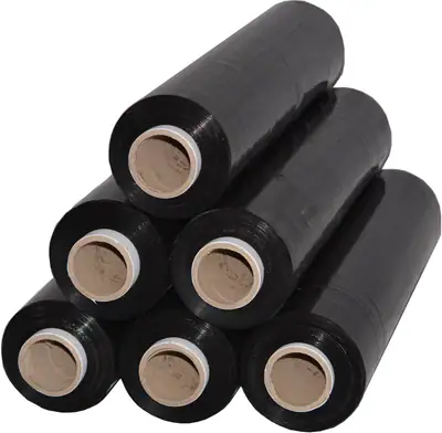 Freiziel® 6 x Rollen Stretchfolie Verpackungsfolie 23 my 2,5 kg Schwarz