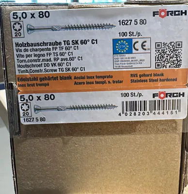 FÖRCH Holzbauschrauben Schrauben 5,0 x 80 mm – 100 Stück – Edelstahl Universal