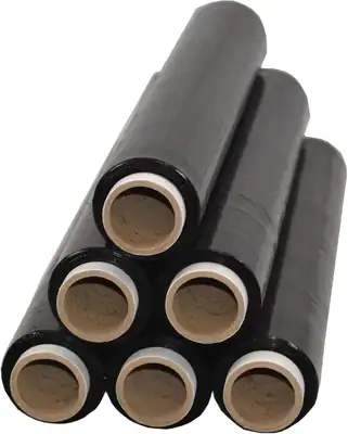 6 x Rollen Stretch Folie Hand schwarz Stretchfolie 23 my 180 % 1,5 kg