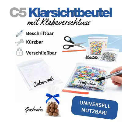 Cellophanbeutel C5 Folientüte Klarsichtbeutel selbstklebend transparent 1000 St.