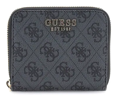 GUESS Laurel II SLG Small Zip Around Wallet Geldbörse Coal Logo dunkelgrau Neu