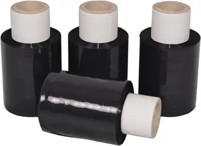 12 x Mini Rollen Stretchfolie Verpackungsfolie 23 my Schwarz 150m