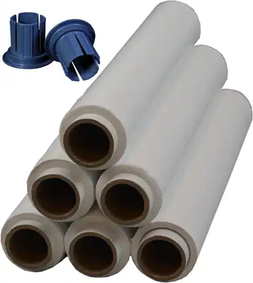 6 x Rollen Stretchfolie 1,5 kg + Gleithülsen Abroller 23 my Weiß