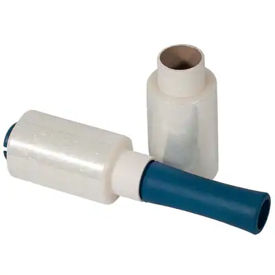 Mini - Abroller für Stretchfolie 100 mm , blau Kunststoff