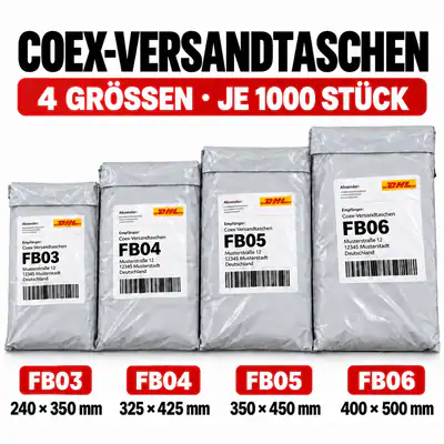 1000 Stück Folienversandtaschen Versandbeutel COEX 50my reißfest selbstklebend