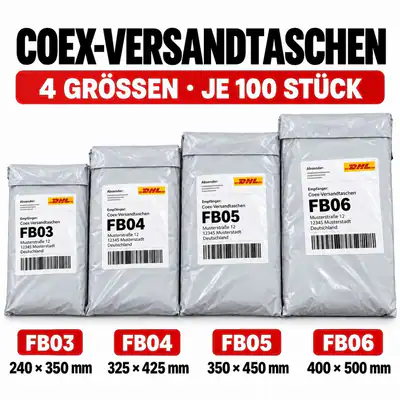 100 Stück Folienversandtaschen Versandbeutel COEX 50my reißfest selbstklebend