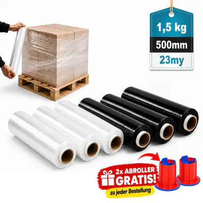 1,5 kg Stretchfolie Verpackungsfolie Palettenfolie Wickelfolie 500mm 23my