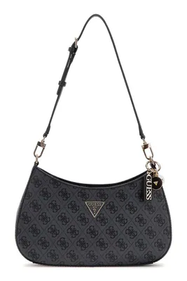 GUESS Noelle II Top Zipper Shoulder Bag Schultertasche Coal Logo Neu