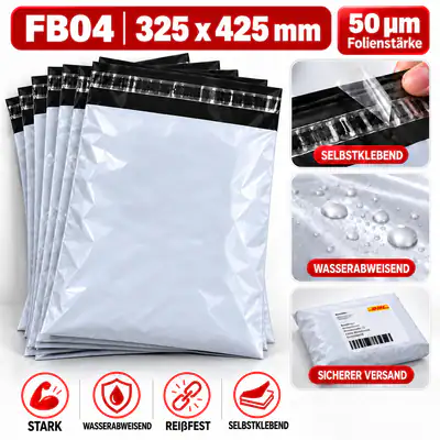 Folienversandtaschen FB04 - 325x425 mm 50my Versandbeutel selbstklebend reißfest