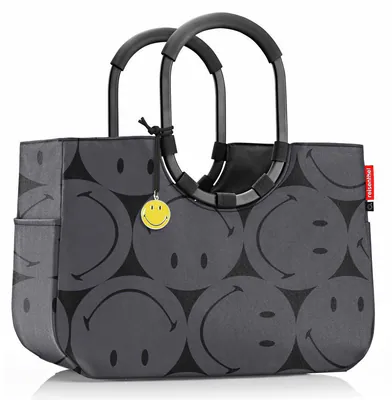 reisenthel loopshopper Tasche L Einkaufstasche Korb Smiley grey OR7085