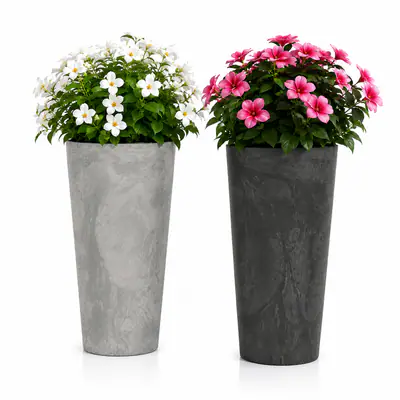 Blumentopf Blumentopf Tubus Slim Beton Effect 25 cm mit Einsatz DTUS250E