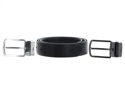LACOSTE Elegance Reversible Stitched Box Belt W90 Gürtel Noir Marron schwarz Neu