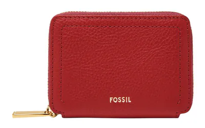 FOSSIL Logan Zip Around Card Case RFID Kartenetui Garnet rot Neu