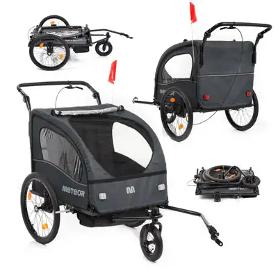 Kinderanhänger Kinderfahrradanhänger 2IN1 Buggy Jogger Set 1-2 Kinder Federung