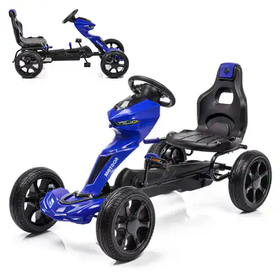 Tretauto GOKART für Kinder Pedalfahrzeug Handbremse mit 4 Rädern bis 50 kg BLAU