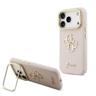 GUESS hülle Für iPhone 17 Pro Hülle Case Metal Stand Kamera mit Stand Pink Rosa