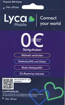 Prepaid Simkarte Lycamobile Lyca Prepaid SIM Karte 0€ Startguthaben Neu