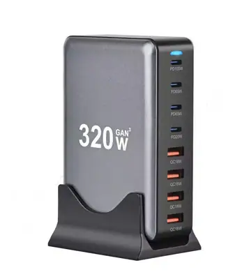 320W GaN USB-C/USB-A Ladegerät 8 Port PD 100W Schnellladung für iPhone MacBook