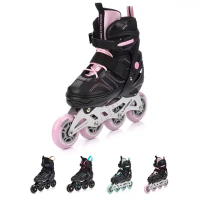 Inline Skates ABEC-9 Adjustable 82A PU Junge Kinder Gr. 34-41 SCHWARZ/ROSA/MINT