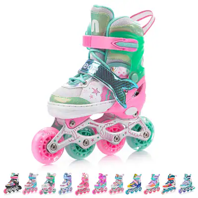 Inline Skates 4in1 Rollschuhe LED 25-41 Kinder ABEC7 Inliner Rollen Einstellbare