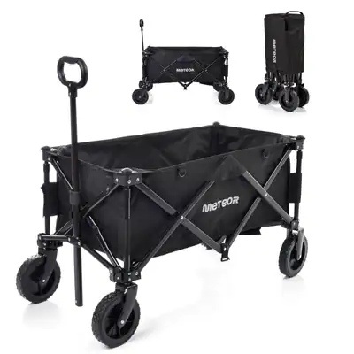Faltbarer Bollerwagen Strandwagen Transportwagen Handwagen bis 80 kg SCHWARZ
