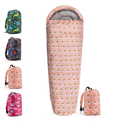 Schlafsack mit Rucksack Mumienschlafsack für Kinder Geschenk Camping Reisen Camp