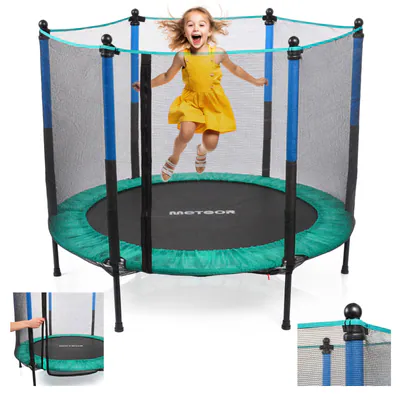 Trampolin Kindertrampolin Gartentrampolin Netz TRP-50 140cm 4.5 FT MINZE/BLAU