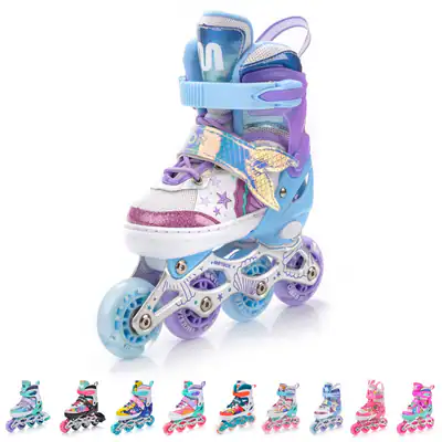 4in1 Inline Skates Inliner Rollen Rollschuhe LED Kinder ABEC7 Einstellbare 25-41