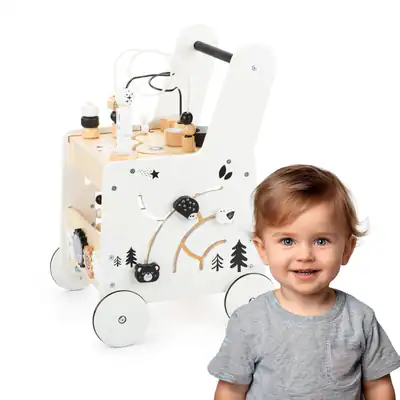 6IN1 Lauflernwagen Kinderspielzeug für Kinder Lauflernhilfe HOLZ ab 1 Jahr WEIB