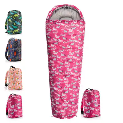 Schlafsack für Kinder Rucksack Mumienschlafsack Frühling Sommer Outdoor 4 FARBEN