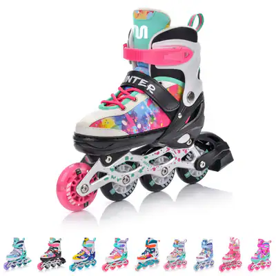Inline Skates 4in1 LED Kinder Rollschuhe ABEC7 Einstellbare Inliner Rollen 25-41