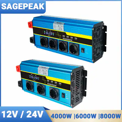 3000/6000W 4000/8000W Reiner Sinus Wechselrichter 12V 24V -230V Spannungswandler