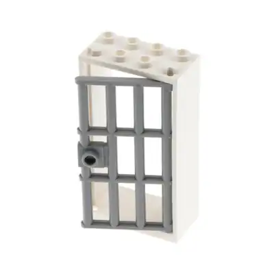 1x Lego Tür Rahmen 2x4x6 weiß Türblatt Gitter 1x4x6 neu-hell grau 60621 60599
