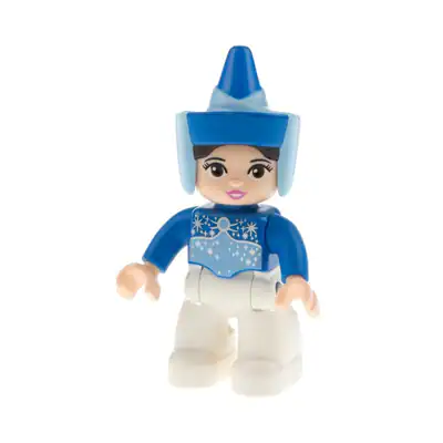 1x Lego Duplo Figur Frau B-Ware abgenutzt weiß Gute Fee Oberteil blau 47394pb172