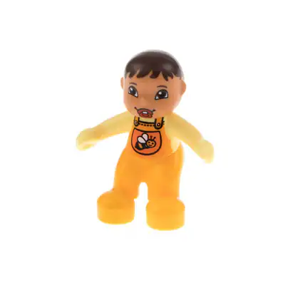 1x Lego Duplo Figur Kind Baby B-Ware abgenutzt orange gelb Schnuller 85363pb003